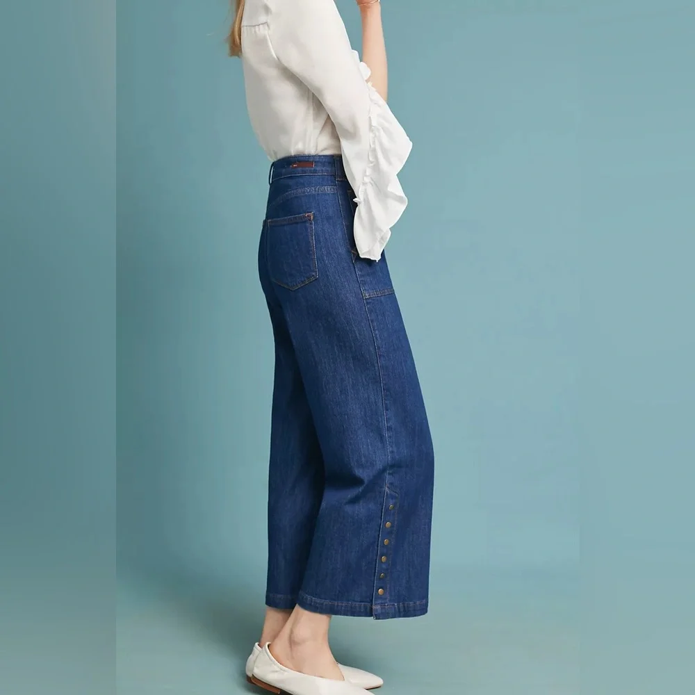Pilcro Anthropologie Women's High Rise Cropped Wide Leg‎ Jeans- Size 28
